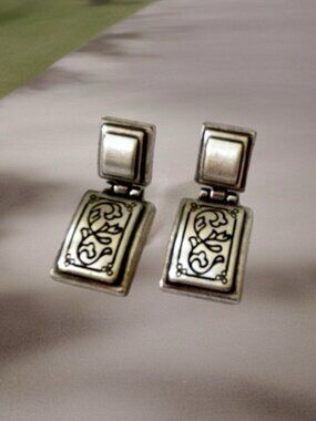 Brighton vintage silver Plated scrolled drop earrings EUC